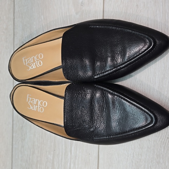 Franco Sarto Anthropologie Women's  Sela Black Leather Mules Pointed Toe Sz 8M - Picture 4 of 11